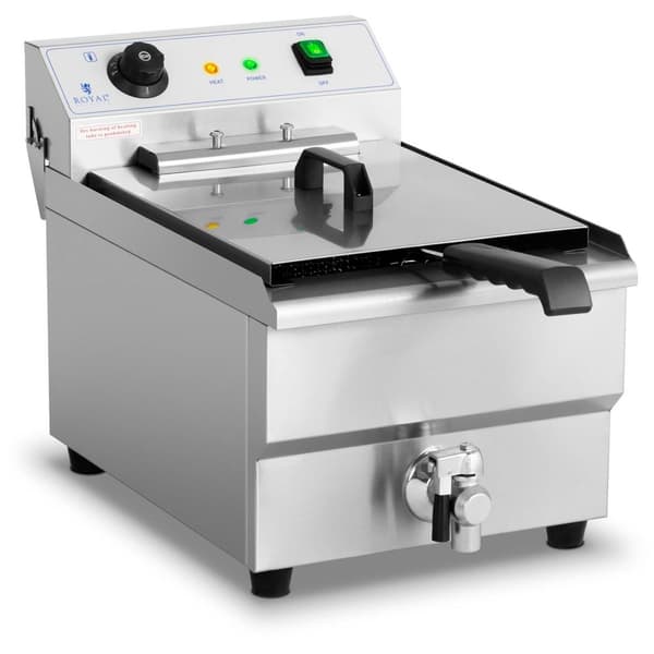Royal Catering Elektrisk fritös - 16 liter - 6000 W - tappkran - kallzon