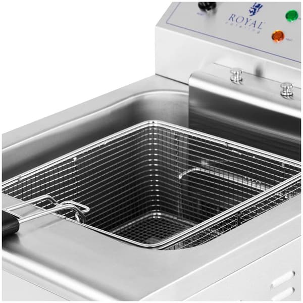 Royal Catering Elektrisk fritös - 13 L - 5000 W - Tappkran - Kallzon - Med underskåp