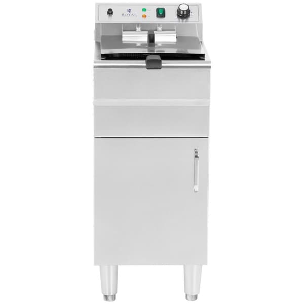 Royal Catering Elektrisk fritös - 13 L - 5000 W - Tappkran - Kallzon - Med underskåp