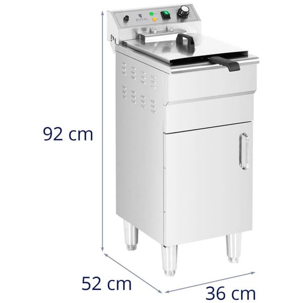 Royal Catering Elektrisk fritös - 13 L - 5000 W - Tappkran - Kallzon - Med underskåp