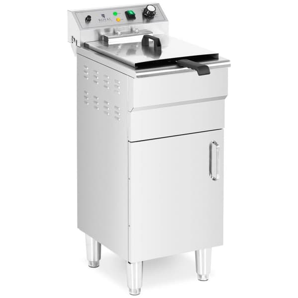 Royal Catering Elektrisk fritös - 13 L - 5000 W - Tappkran - Kallzon - Med underskåp