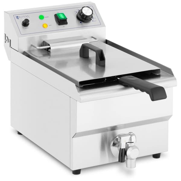 Royal Catering Elektrisk fritös - 9 L - 3000 W - Tappkran - Kallzon