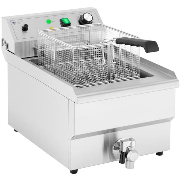 Royal Catering Elektrisk fritös - 13 L - 3000 W - Tappkran - Kallzon