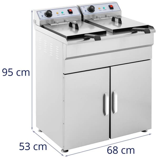 Royal Catering Fritös - 2 x 16 L - 400 V - Underskåp