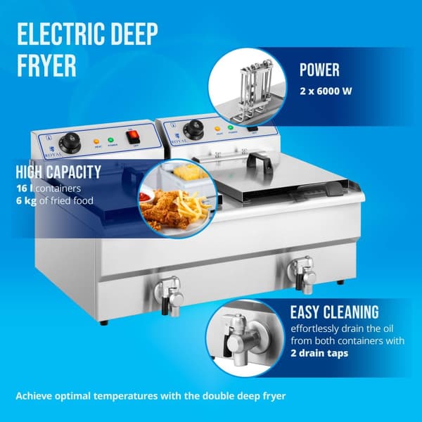 Royal Catering Elektrisk fritös - 2 x 16 liter - 400 V
