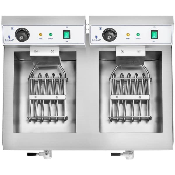 Royal Catering Elektrisk fritös - Dubbel - 2 x 16 L - Med tappkran