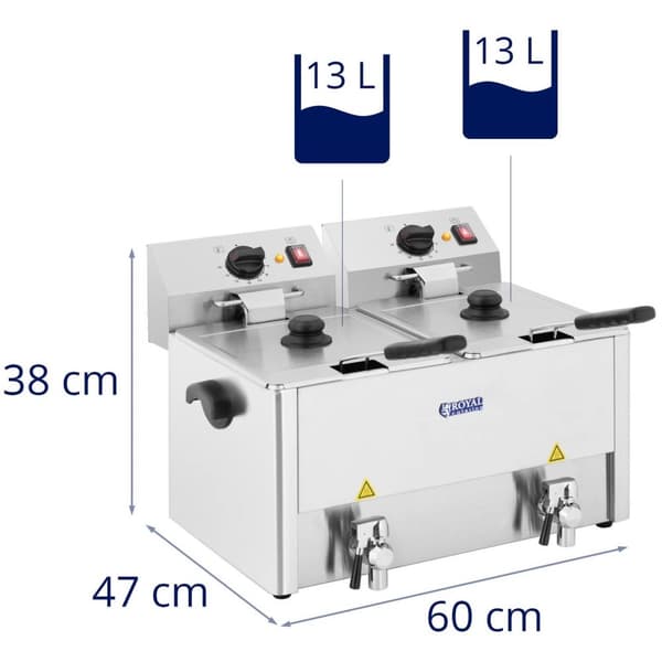 Royal Catering Fritös - 2 x 13 liter - EGO termostat