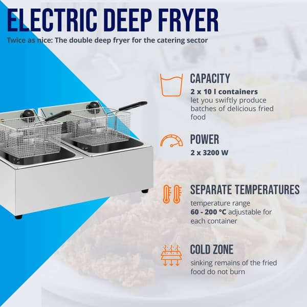 Royal Catering Elektrisk fritös - 2 x 10 L - ECO
