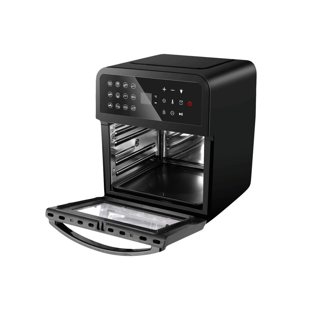 Zoomyo varmluftsfrys-ugnshybrid med många tillbehör, 12 automatiska program, digitala knappar + LCD, många funktioner