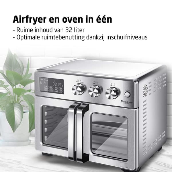 TurboTronic Airfryer XXL och Ugn – Dubbla Dörrar – 32 Liter – Silver