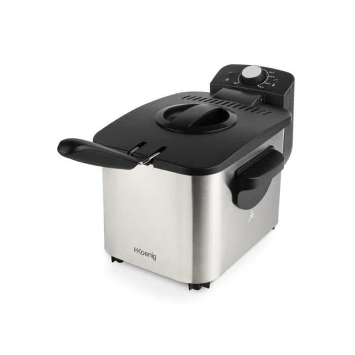 HKOENIG DFX500 - Elektrisk fritös - 3 L - 2200W - Justerbar temperatur - Stomme i rostfritt stål - Avtagbar korg