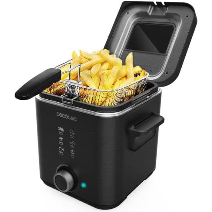 Cecotec CleanFry Advance 1500 Black 1,5 L elektrisk fritös i rostfritt stål med OilClean filter som underhåller.