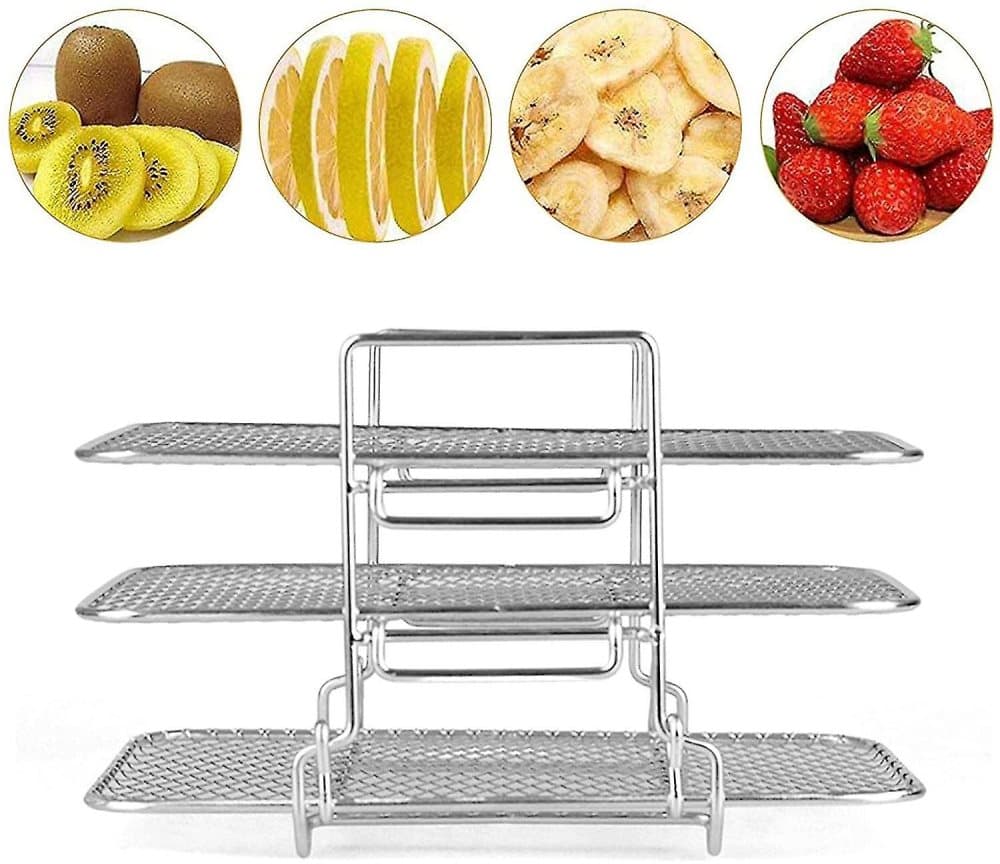 Air Fryer Rack For Ninja Dual Air Fryer,304 Stainless Steel Dehydrator Stand With 3 Layers, Multi-layer Dehydrator Rack Toast Rack Air Fryer Accessori