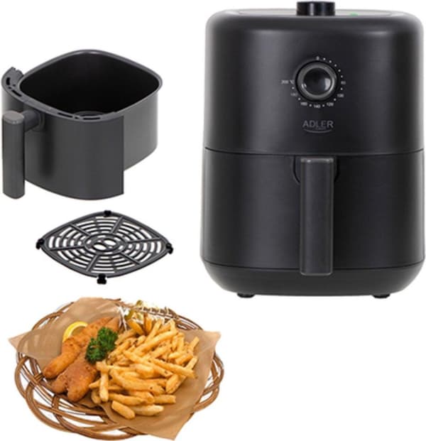 Adler Airfryer | Model AD 6310 | Sort | 3 liter | 2200W | Konvektionsteknologi | 80 - 200 °C