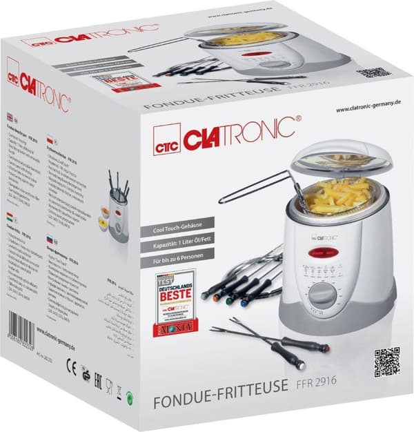Clatronic FFR 2916 Single 1 L Erillinen 900 W Fritter Harmaa, Valkoinen