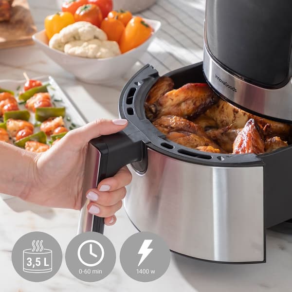 Oljefri Fritös InnovaGoods Fryinn 3500 Svart Rostfritt stål 1400 W 3,5 L