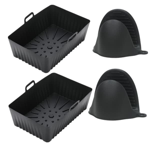2-pak airfryer silikonegryde med handsker 14.5x21.5x7 cm