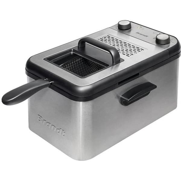 BRANDT Fritös 0,9 kg pommes frites 3,2 l olja 2200 Watt FRI3200 rostfritt stål Svart, Silver