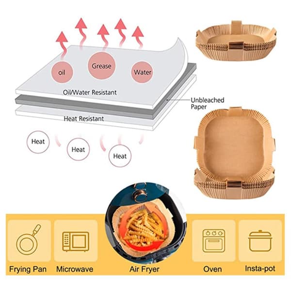 20 cm Non-Stick Air Fryer Papirliner Bagekogning 100 stk