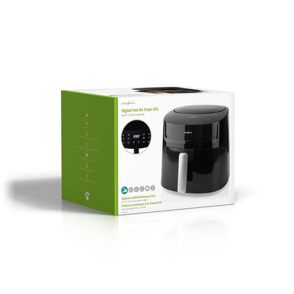Nedis Hot Air Fryer | 7,2 l | Timer: 240 min | Antall forhåndinnstilte programmer: 8 | Digitalt | Sort