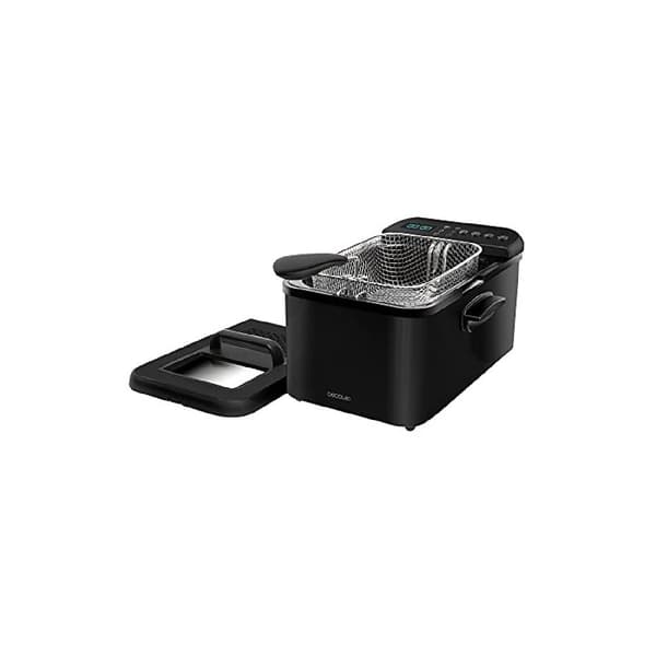 Cecotec 4.2-litre digital fryer, with stainless-steel, black-lacquered elegant design and 5 preset programmes. Features 3270 W power and includes Oil