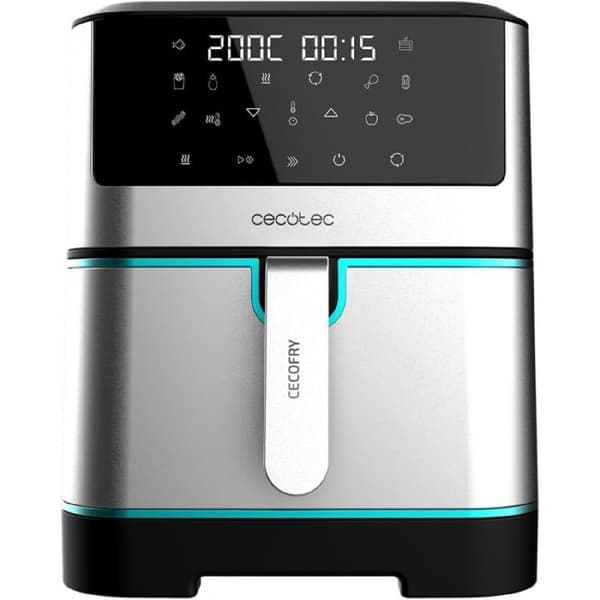 Cecotec Oil-free air fryer with 8 l capacity, touch control, and PerfectCook technology.