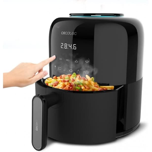 Cecotec Touch air fryer, oil-free, compact design with 2.5 l capacity and PerfectCook technology.
