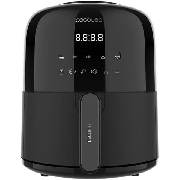 Cecotec Touch air fryer, oil-free, compact design with 2.5 l capacity and PerfectCook technology. Svart