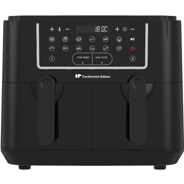 CONTINENTAL EDISON Oil-Free Air Fryer - RFRSH24002CB - 9 L - Dubbla brickor - 2400W - Svart