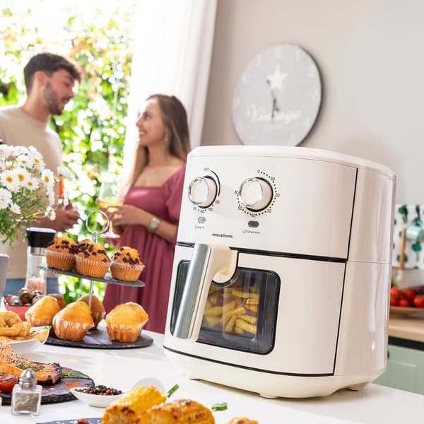 Varmluftsfrituregryde InnovaGoods Vynner Pro 6500 Flødefarvet 1700 W 6,5 L Rustfrit stål