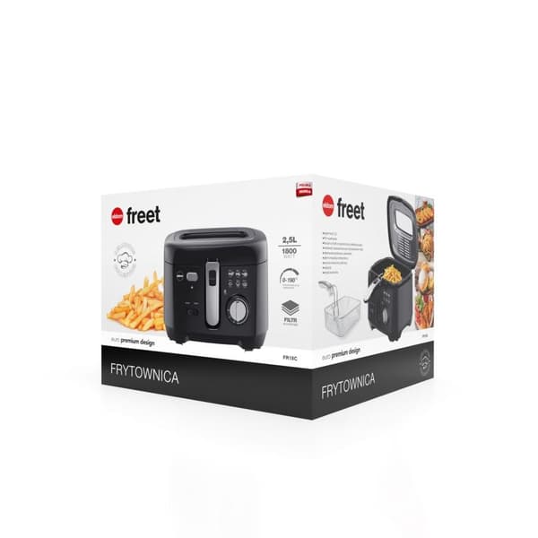 ELDOM Fryer FREET, 2,5 L, 400 g perunoita, lämpötilansäädin, irrotettava öljysäiliö, musta