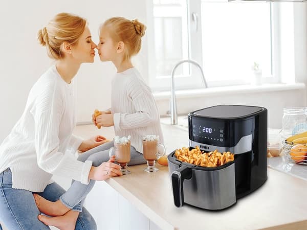 Kuumailmakeitin NOVEEN AF550 6,5 l 1600 W musta, hopea