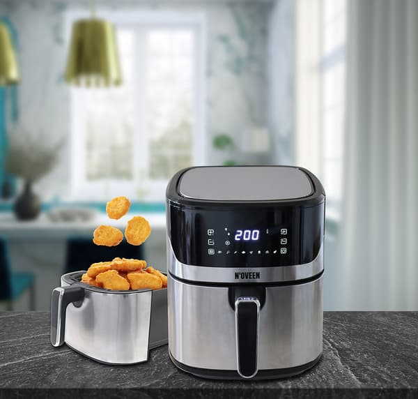 Kuumailmakeitin NOVEEN AF550 6,5 l 1600 W musta, hopea