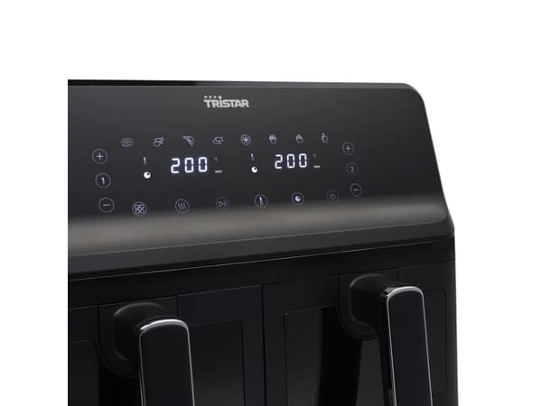 Tristar FR-9040, Varmluftsfrityr, 8 l, 200 °C, 6 person(er), Dobbel, Sort