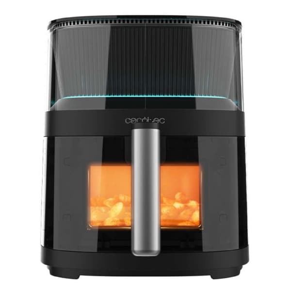 Cecotec Air fryer with 5-litre capacity and water spray, touch control, and luminous design.