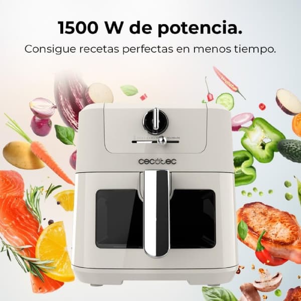 Cecotec Digital air fryer with 5L cooking area, retro design, window and PerfectCook technology.