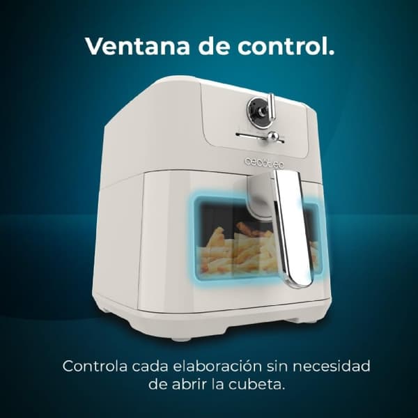 Cecotec Digital air fryer with 5L cooking area, retro design, window and PerfectCook technology.