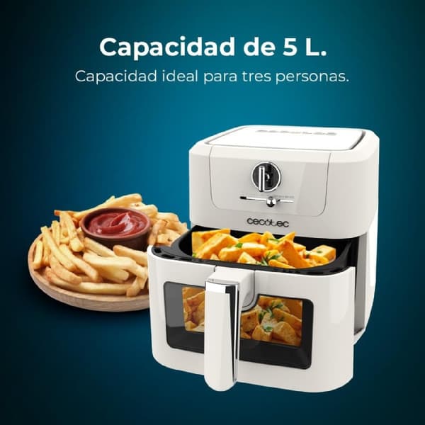 Cecotec Digital air fryer with 5L cooking area, retro design, window and PerfectCook technology.