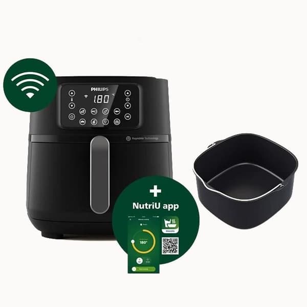 Luftfritös - Philips - HD9285/93 - 1,4 kg - 7,2 l - Ansluten 16 i 1 Svart, Silver