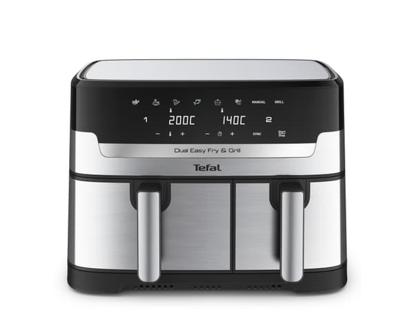 Tefal Dual Easy Fry &amp; Grill EY905D Double 8.3 L Stand-alone 2700 W Hot air fryer Stainless steel