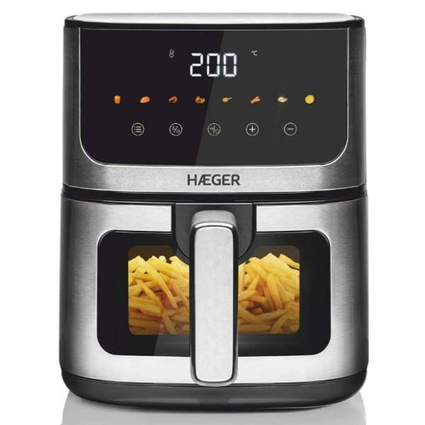 Haeger Luftfrituregryde Magic Window 1400w 4.7l  4.7 Liters / EU Plug Sort, Sølv