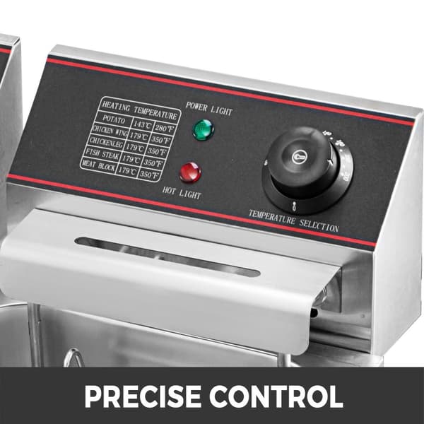 Elektrisk Frituregryde, Dobbelt Tanke, Justerbar Temperaturkontrol, 2 x 6L