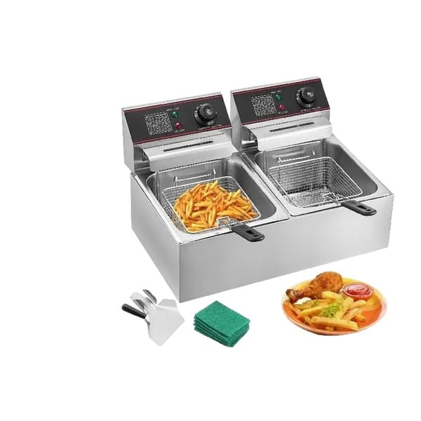 Elektrisk Frituregryde, Dobbelt Tanke, Justerbar Temperaturkontrol, 2 x 6L