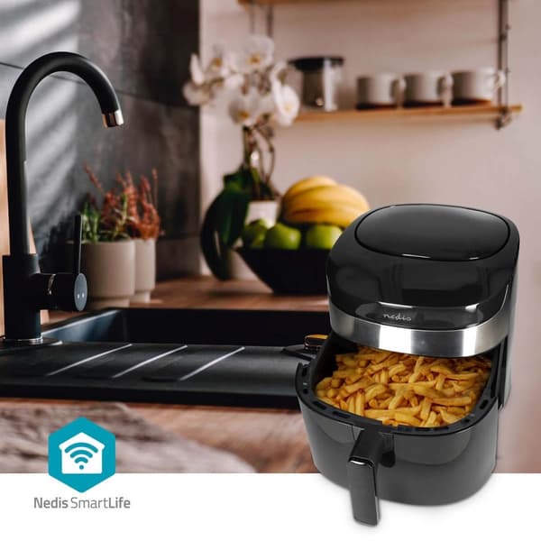Nedis SmartLife Varmluftfrituregryde | Wi-Fi | 7,2 l | Timer: 60 min | Antal forudindstillede programmer: 8 | Digital | Android™ / IOS | Sort