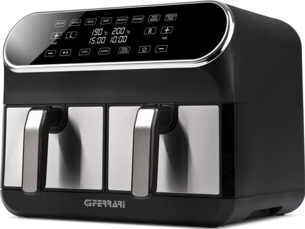 G3 Ferrari G10150, Varmluftsfrityr, 8 l, 1,8 kg, 200 °C, Dobbel, Sort, Rustfritt stål Sort, Rustfritt stål