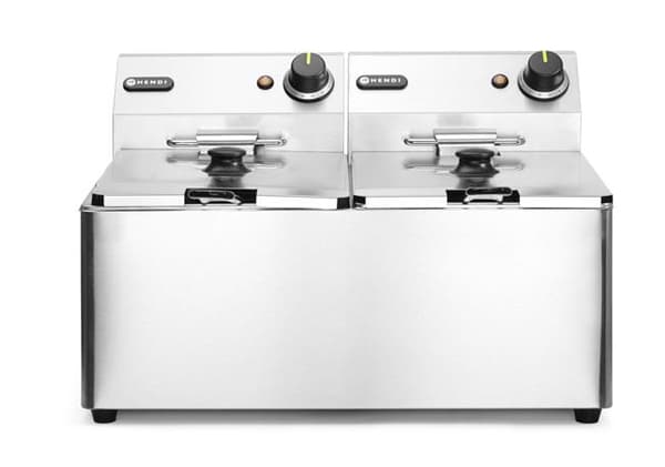 Fritös 2×8 l, HENDI, Kitchen Line, 16L, 230V/7000W, 542x430x(H)351mm Grundvariant Silver