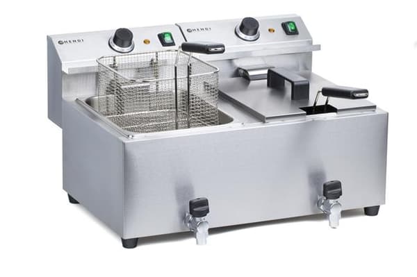 MASTERPRO frituregryde med afløbshane - 2 x 8L Basisvariant Sølv