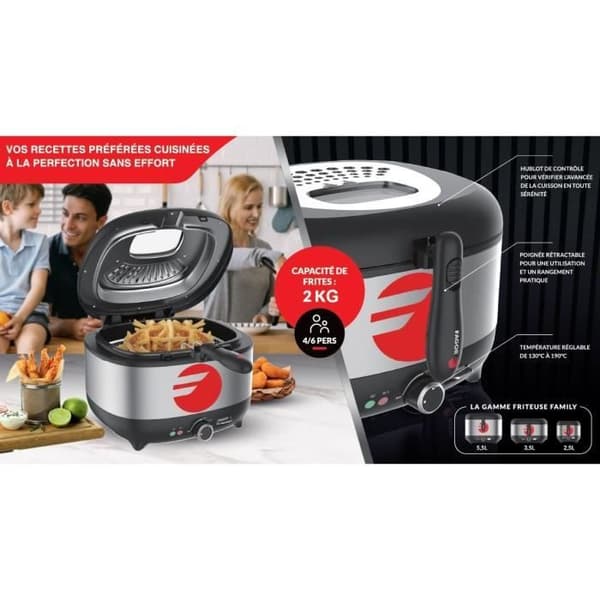 Elfritös - FAGOR - FG2310 - 3,5L -1800 W - Antiluktfilter - Stålkropp