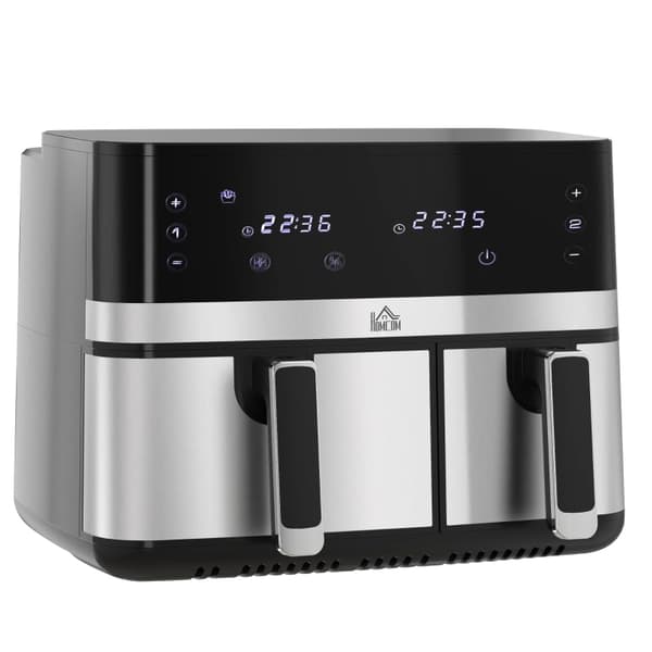 Rootz Hot Air Fryer - Frituregryde - Dual Basket Fryer - 2700W - 8 indstillinger - Smart Finish - Sundere måltider - 41,8 cm x 39,2 cm x 31,1 cm - Sor