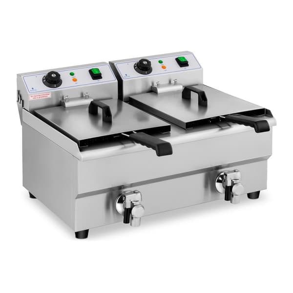 Sähkökäyttöinen kaksinkertainen rasvakeitin hanalla 230 V 2 x 3000 W 2 x 10 L